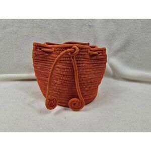 Ugly Rugly Orange Drawstring Basket Woven Rope Bucket Bag Small